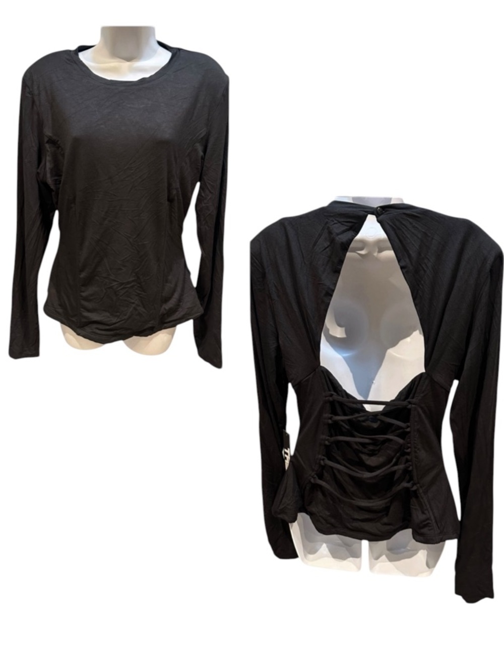 Ta3 Shapey Crew Neck Top Soft Modal Jersey Black Long Sleeve Plus Size 2X New